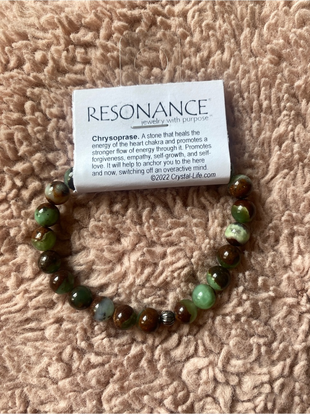 Resonance Chrysoprase Beaded Stretch Bracelet in Green and Brown